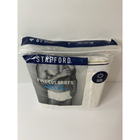 Other - NEW STAFFORD 6-Pack Full-Cut White Briefs Size 38 Men's 100% Cotton Underwear